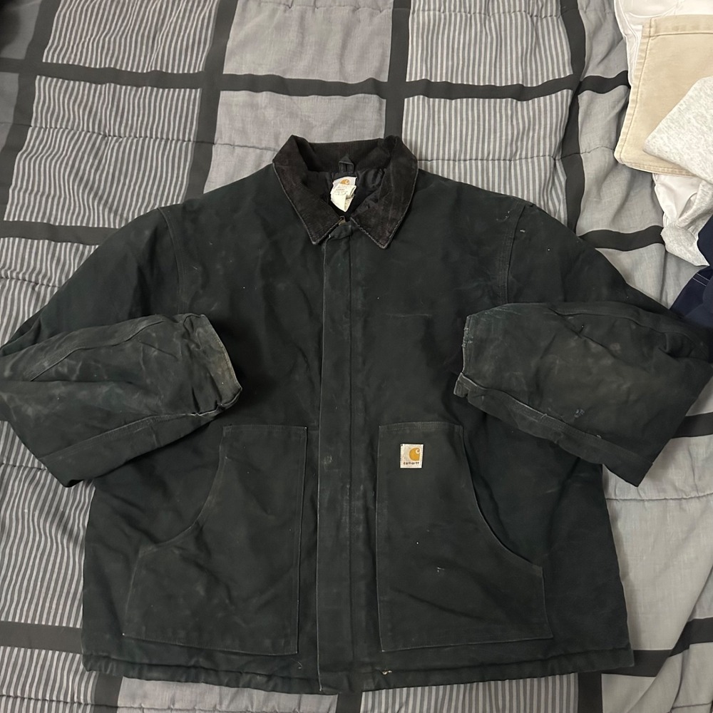 Carhartt J02 BLK Mens 54 Tall Black Duck Canvas Quilt Lined Work‎ Jacket USA